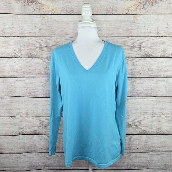 Nike Long Sleeve Legend Dri-Fit Athletic Moisture Wicking Blue V-Neck Top XL - Picture 1 of 8